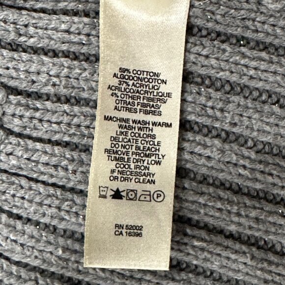 DKNY Light Grey Short-Sleeve Knit Sweater with Subtle Sparkle, Size S - Picture 4 of 7